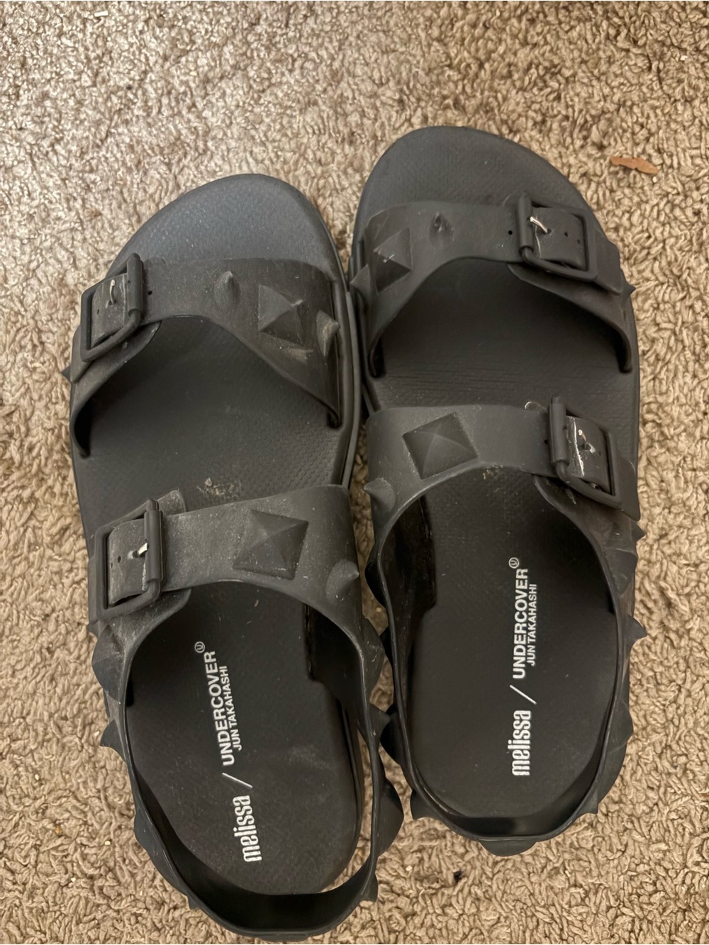 Melissa Black Dual-Buckle Studded Sandals